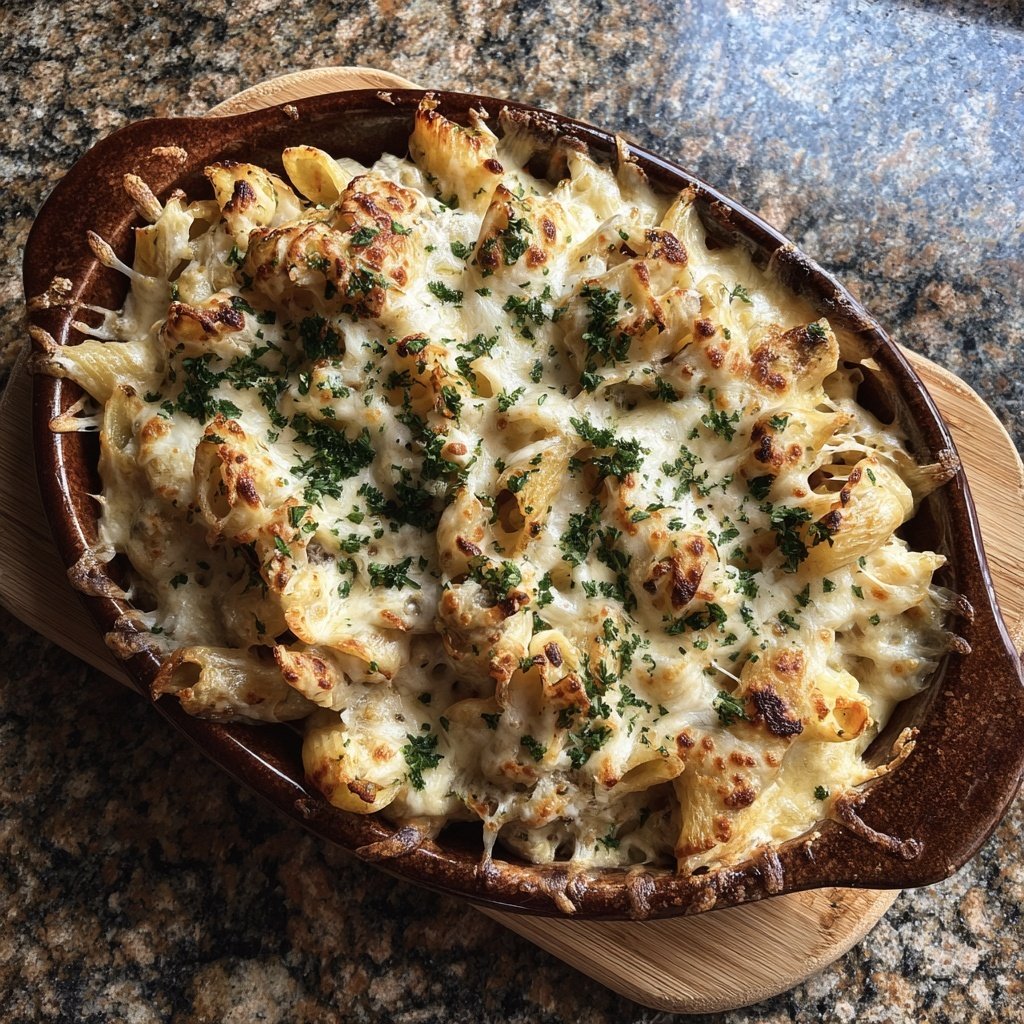 Cremiger Auflauf mit Hacktruthahn und Pasta