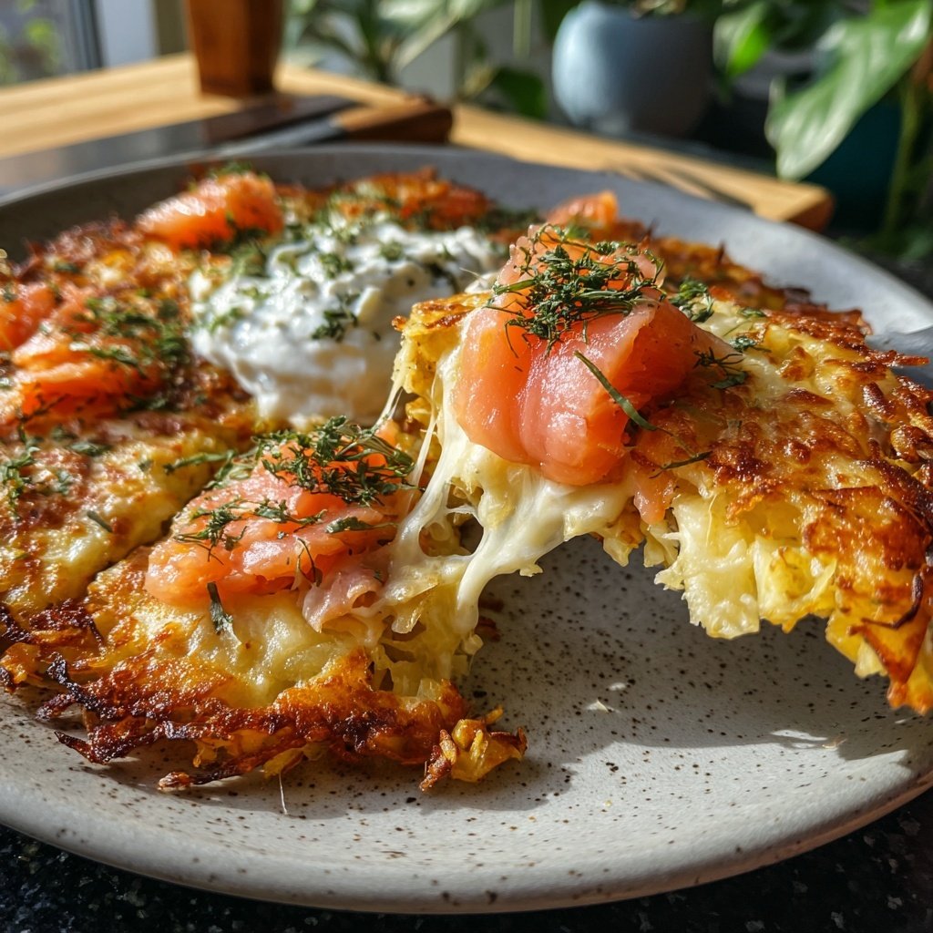 Raclette mit Rösti, Räucherlachs und Meerrettich-Dip​