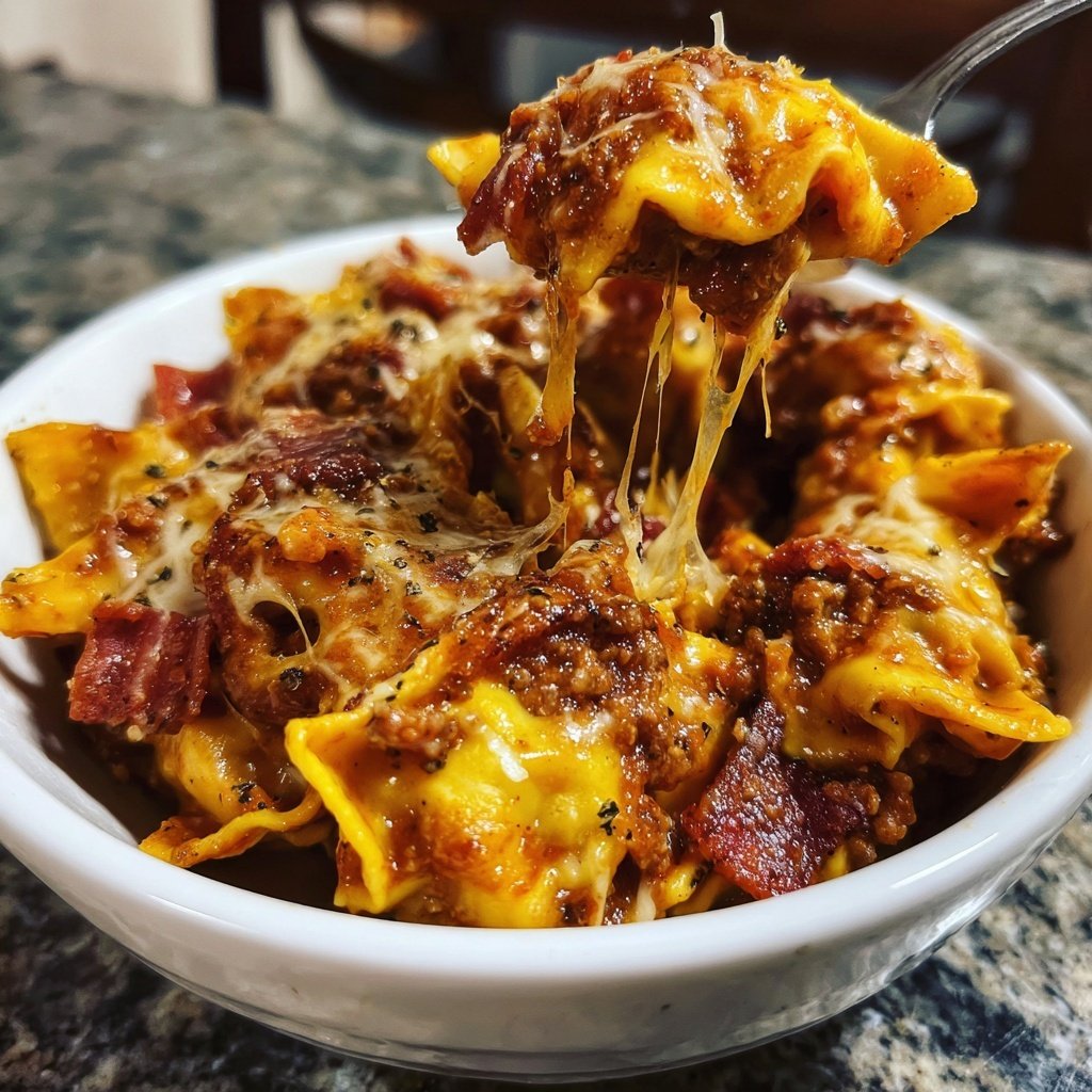 Gebackene Tortellini Wurst Marinara Soße