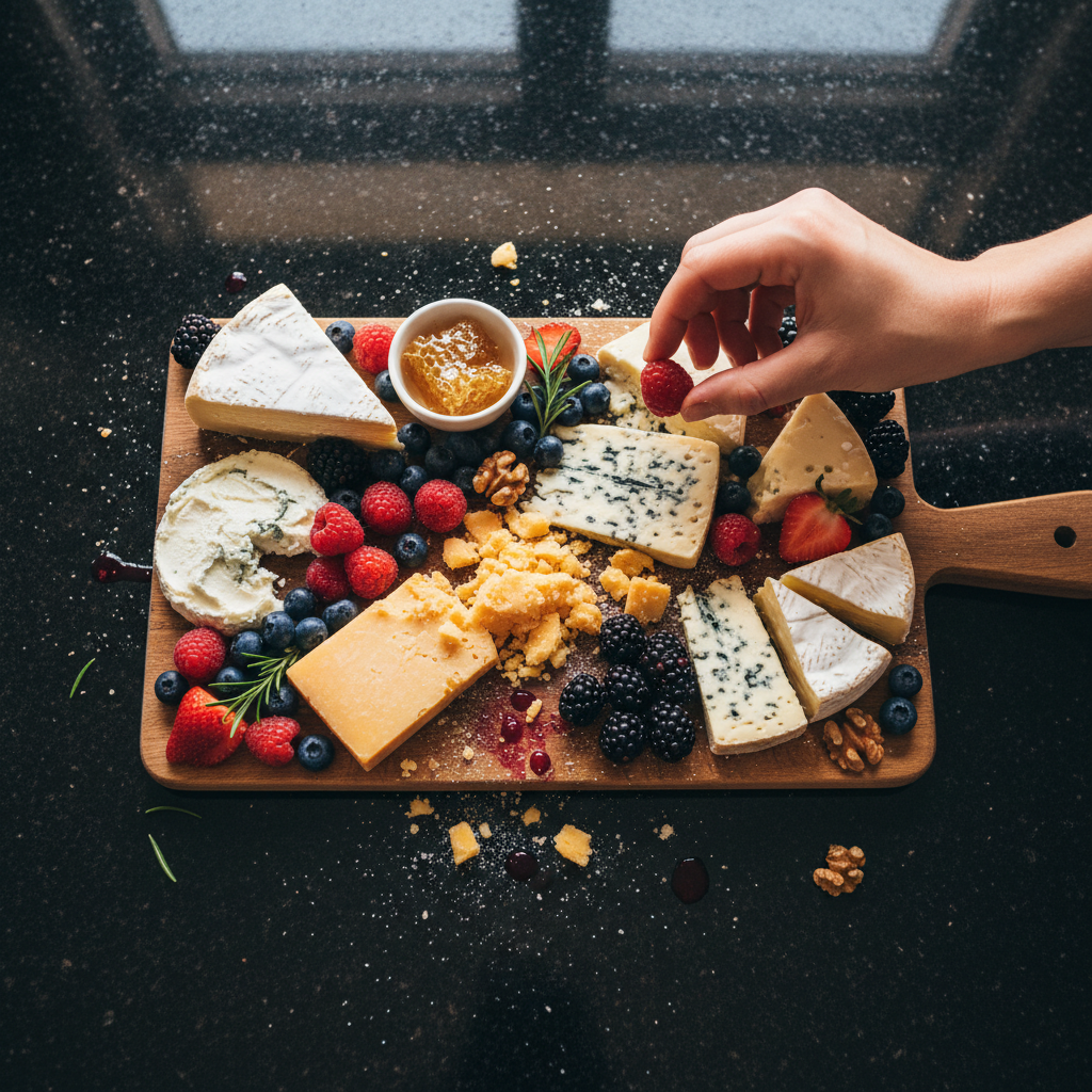 Feine Käse und Beeren Platte