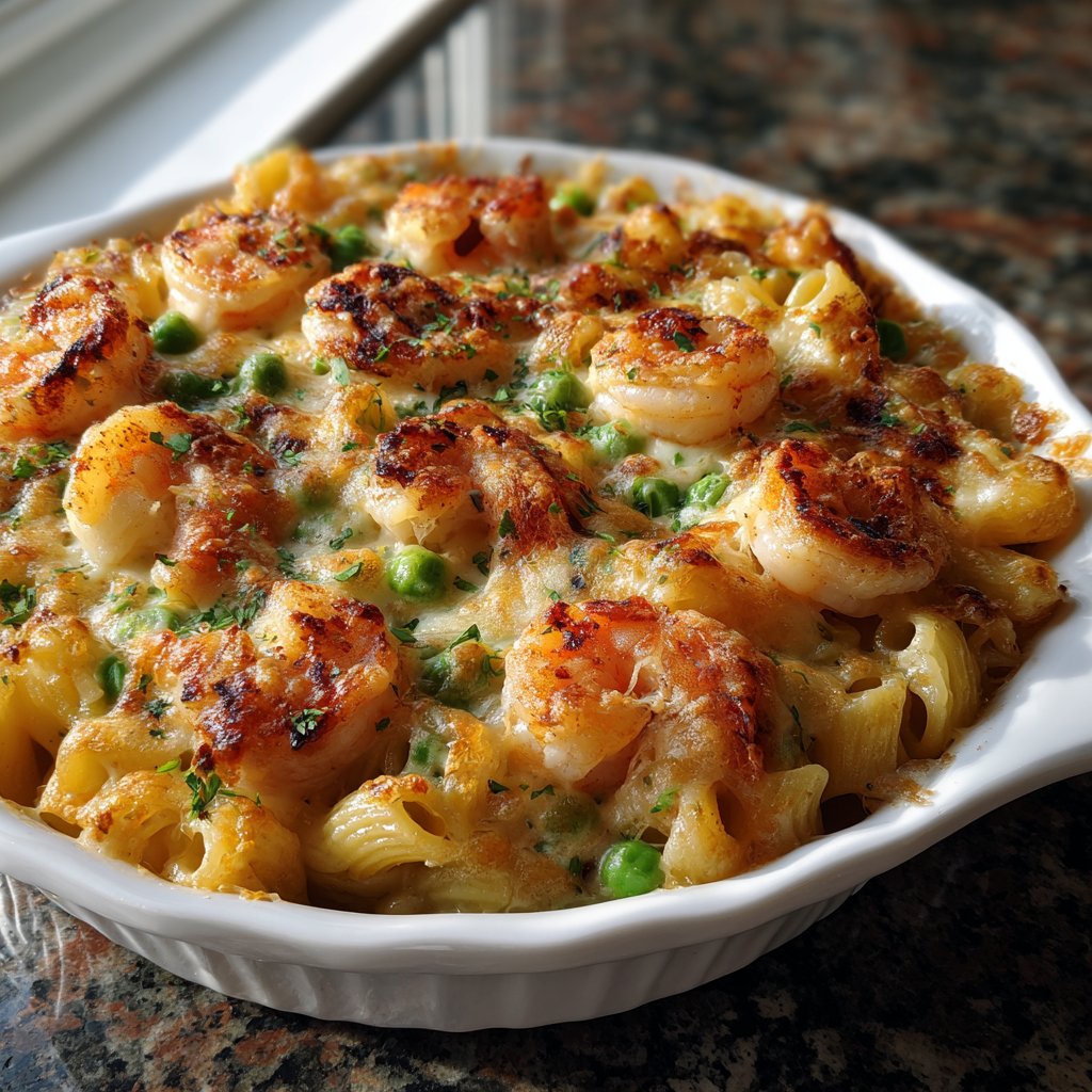 Ofengebackenes Garnelen-Pasta-Casserole