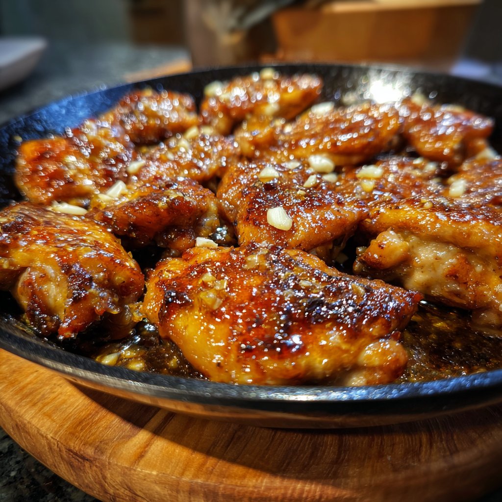 Honig Knoblauch Hähnchen Pfanne