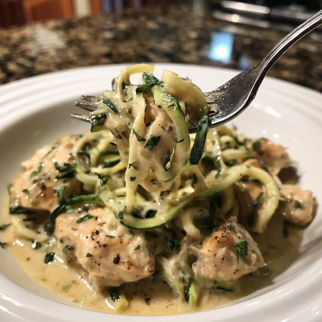 Cremiges Hähnchen mit Zucchini Zoodles