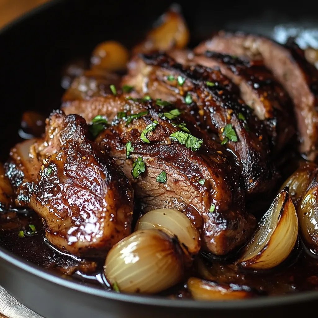 Zartes Rindfleischbruststück in aromatischer Balsamico