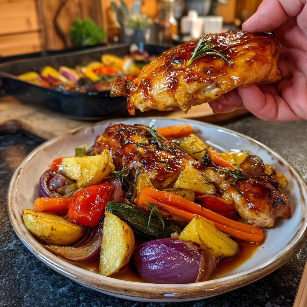 Balsamico Hähnchen Gemüse Backen