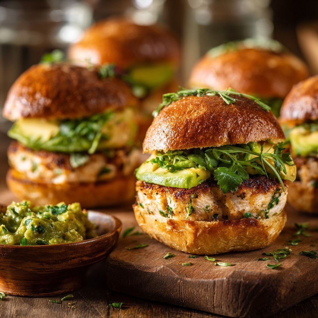 Kräuter Truthahn und Avocado Sliders