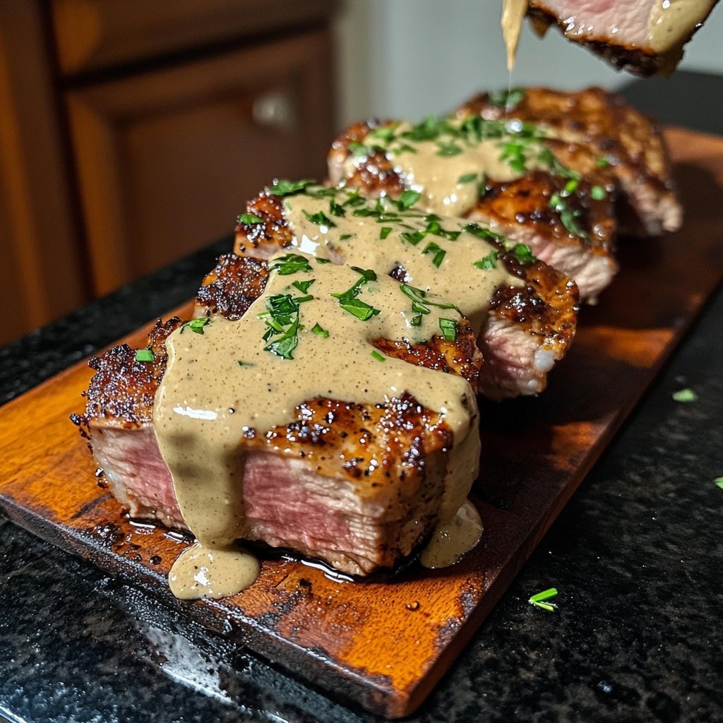 Rinderfilet mit Knoblauch-Dijon-Sahnesauce