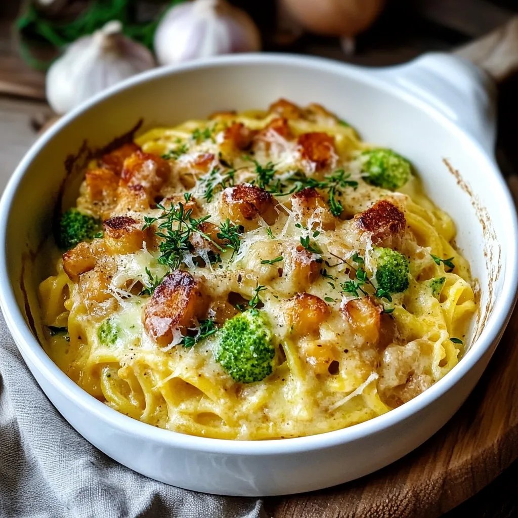 Spätzleauflauf mit Rosenkohl und Kasseler
