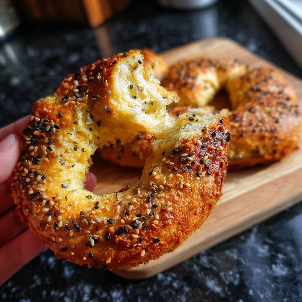 Protein Bagels mit Sesamsamen Knusprig