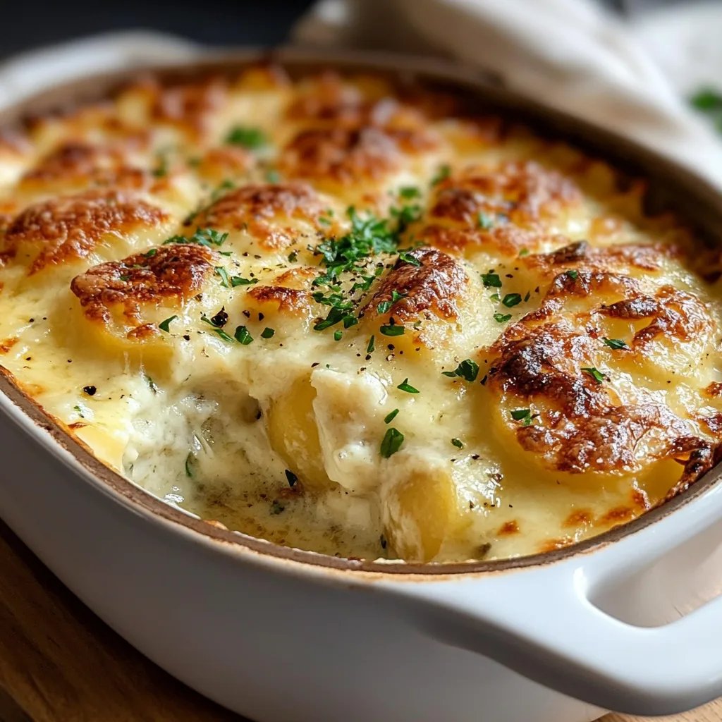 Roasted Garlic Potatoes au Gratin