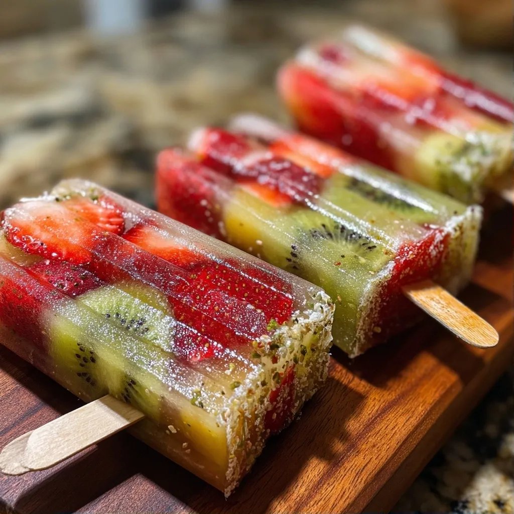 Kiwi-Erdbeer-Popsicles