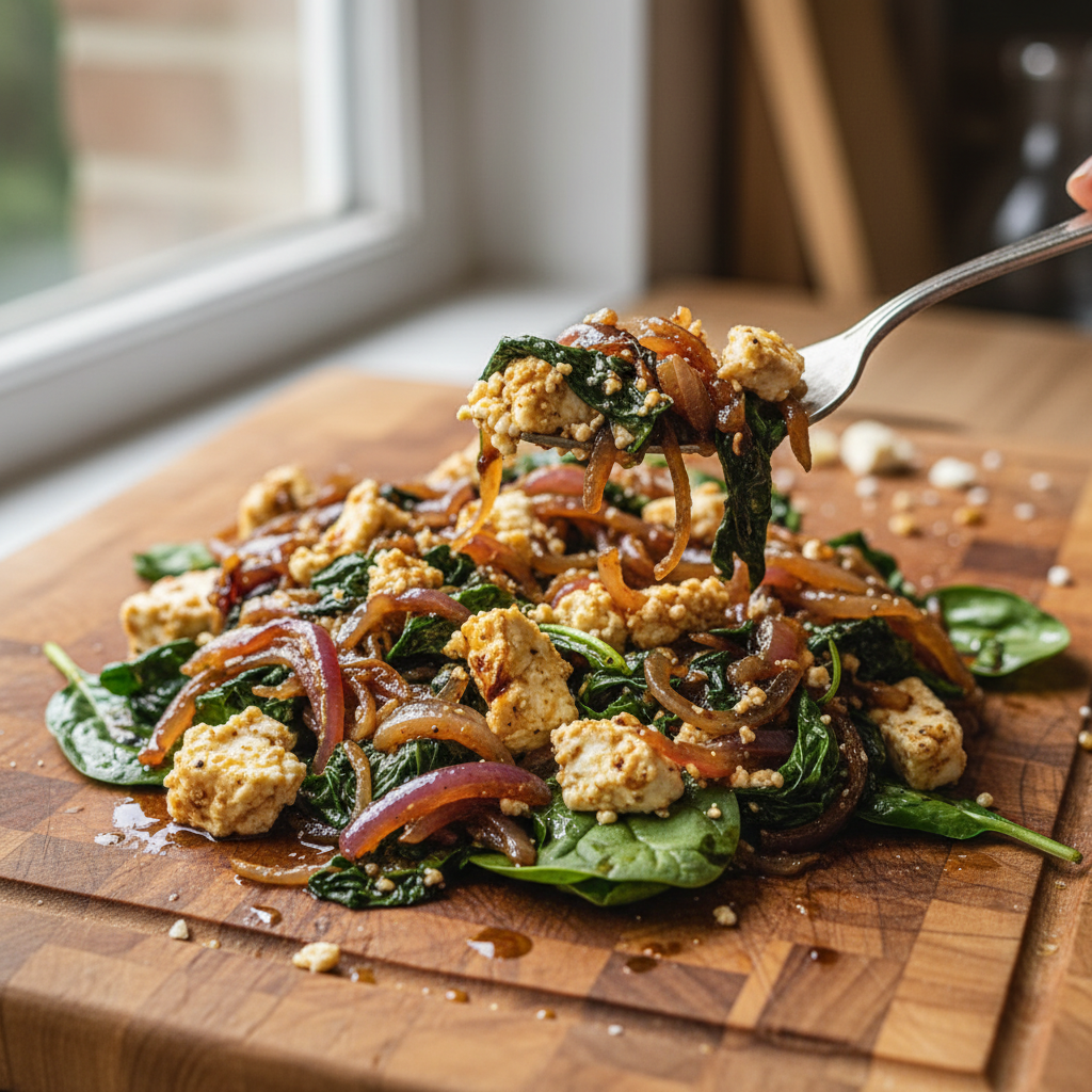 Karamellisierte Zwiebel und Feta Salat