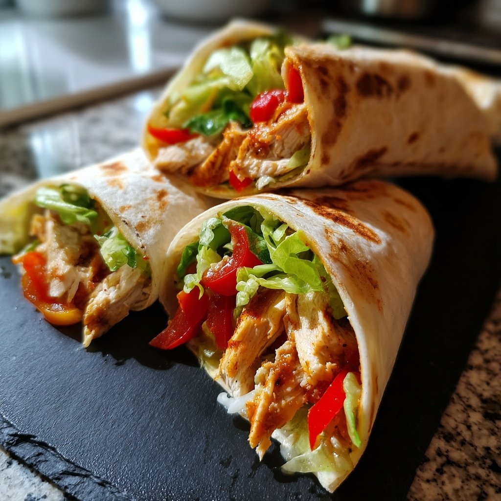 Hähnchen Gemüse Salat Wraps