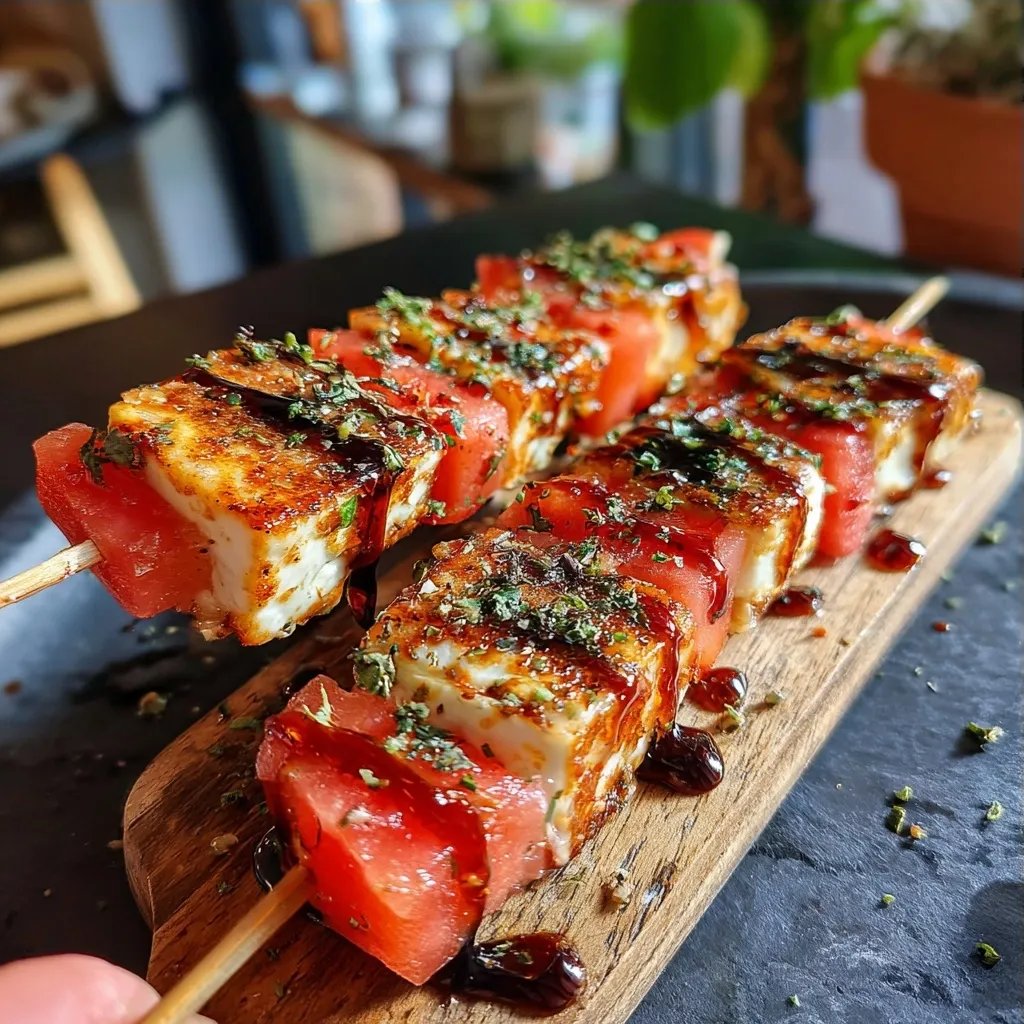 Halloumi-Wassermelonen-Spieße