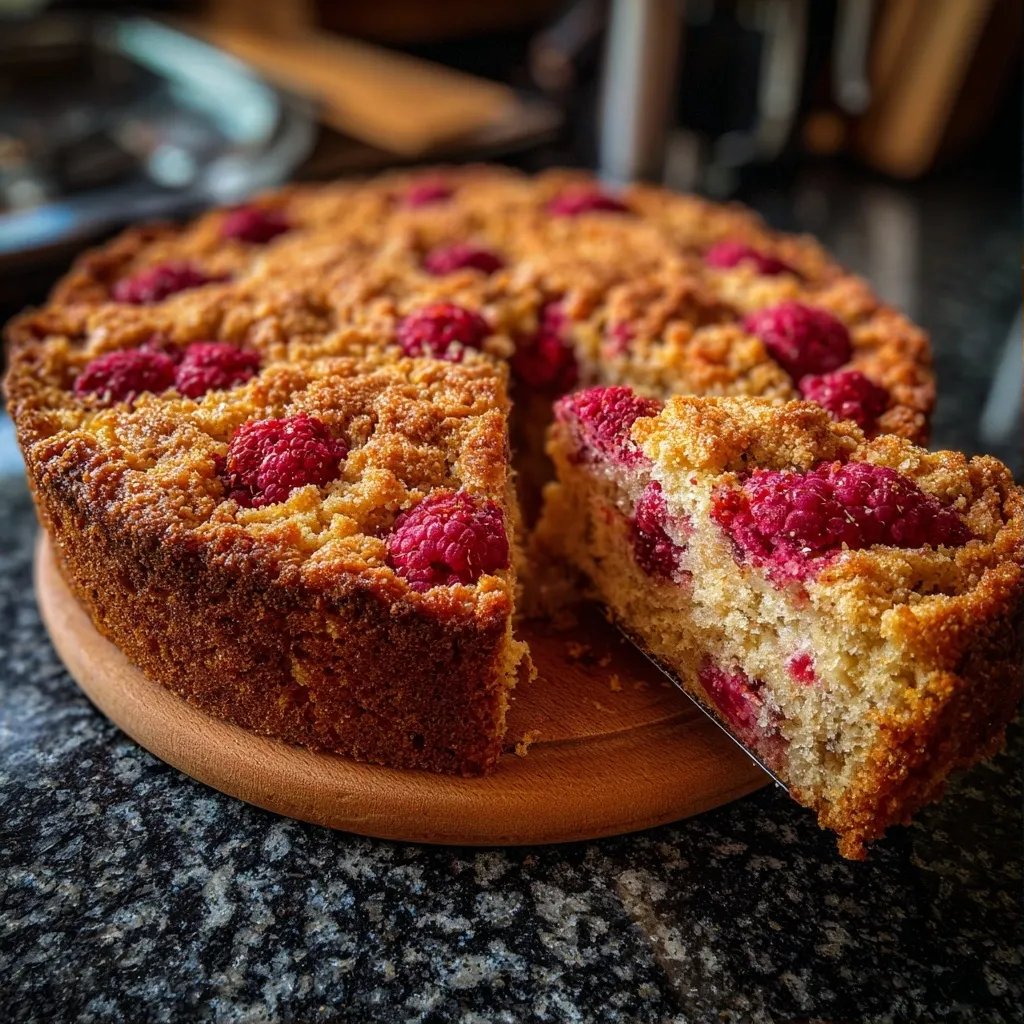 Nusskuchen mit Himbeeren