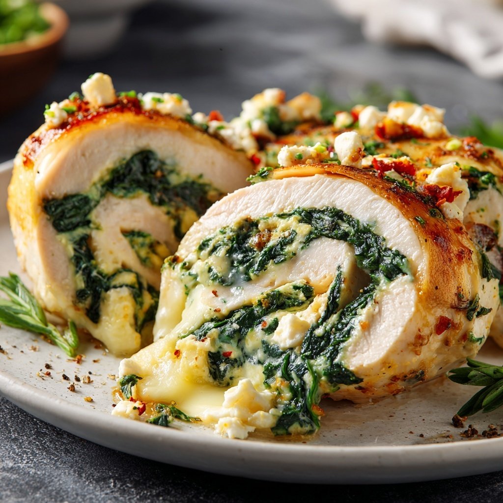 Ziegenkäse Spinat Gefülltes Huhn