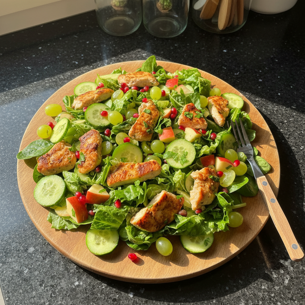 Fruchtiger Grüner Hähnchen Salat