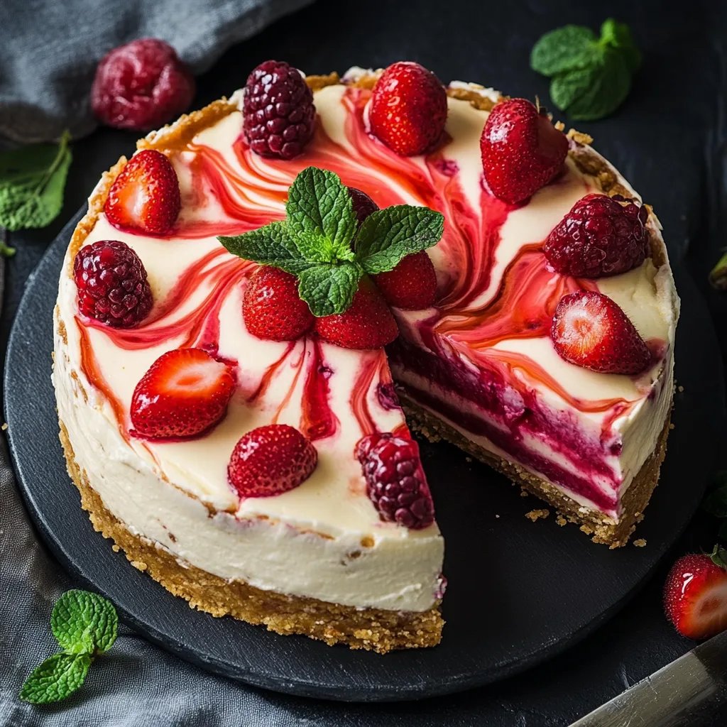 Erdbeer-Swirl-Käsekuchen