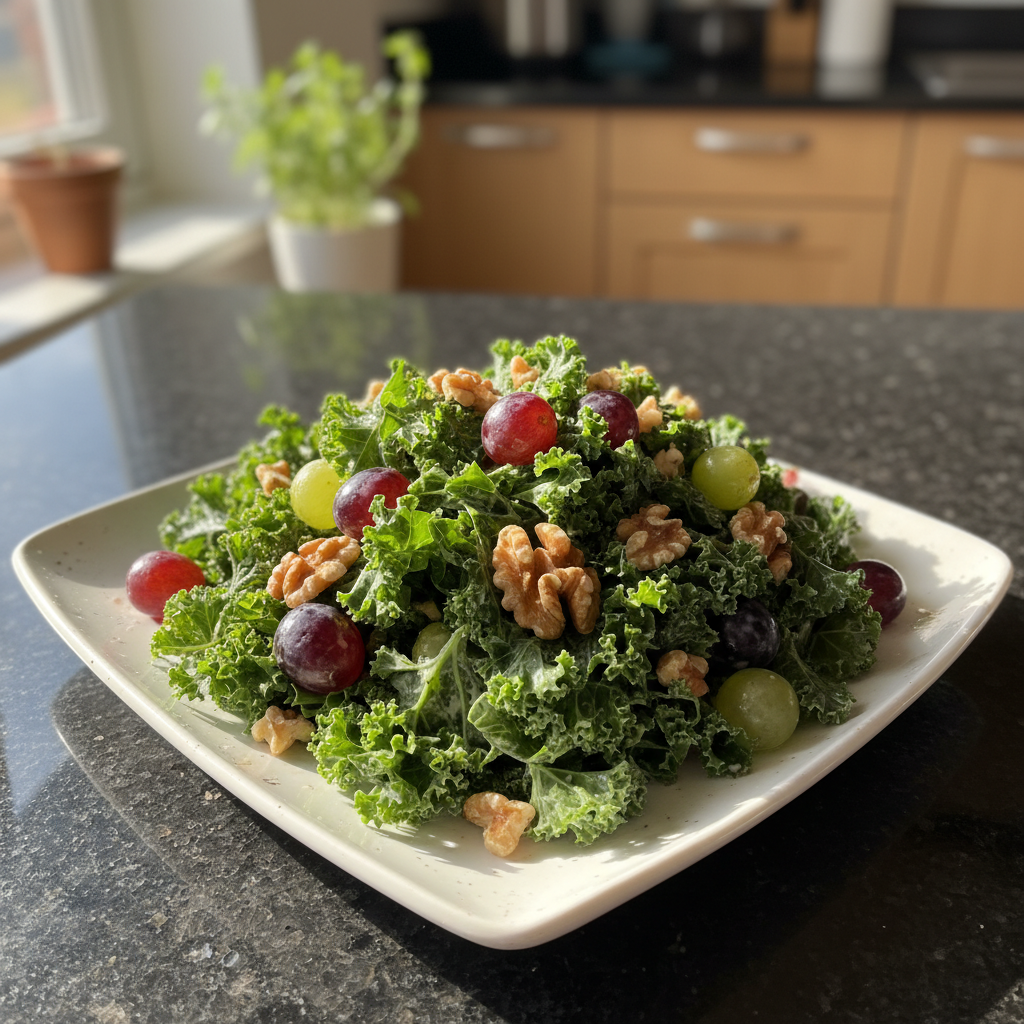 Veganer Grünkohl Trauben Salat
