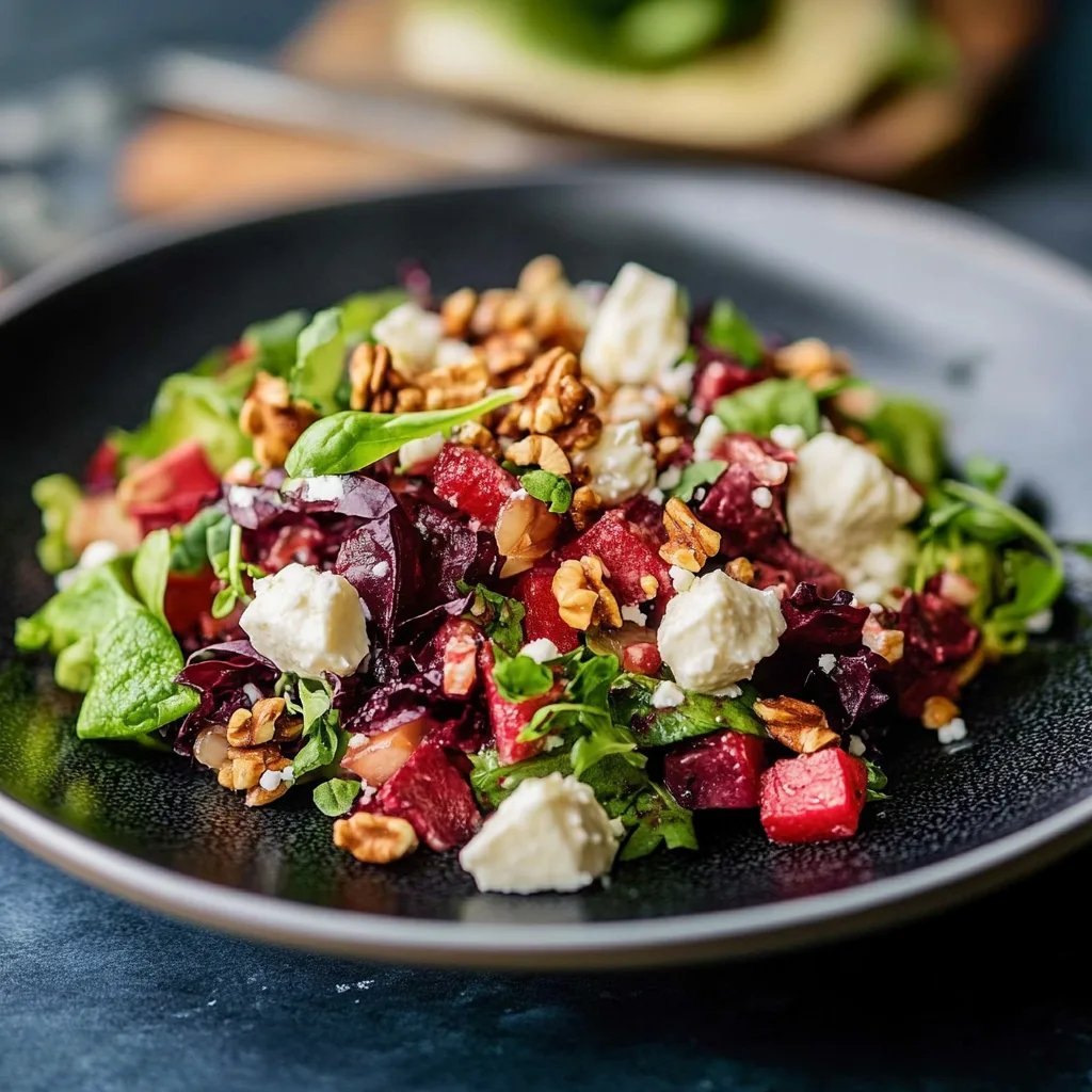Linsensalat mit Walnüssen, Rote Bete und Ziegenkäse