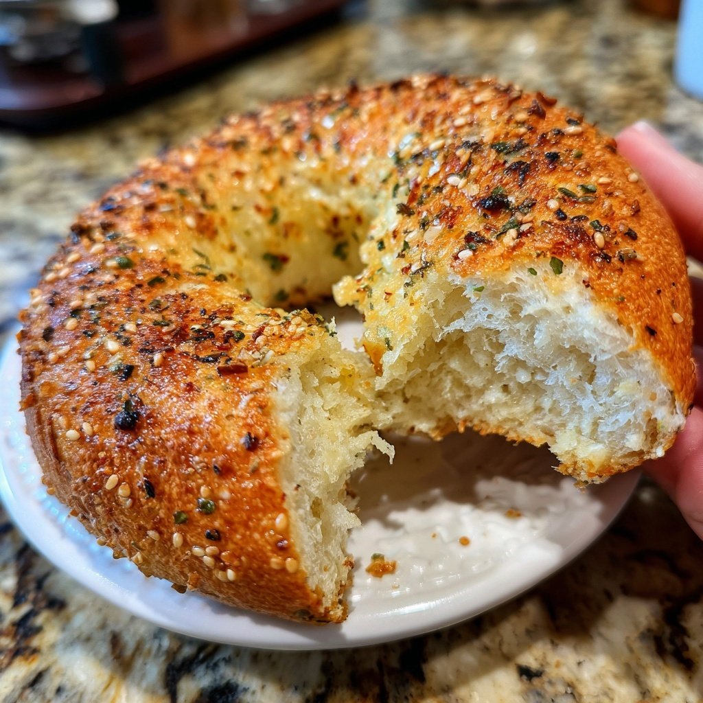 Protein Bagels mit Knoblauch Kraut Geschmack